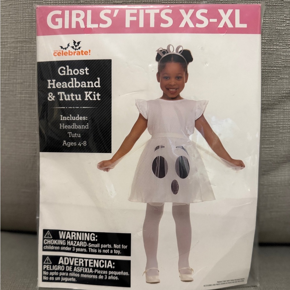 Ghost Headband & Tutu Kit for Kids - White - NWT
